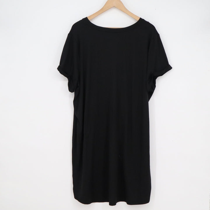 Sweet Tea's by Pink Rose Black Cuffed Short Sleeve T-Shirt Dress 2X