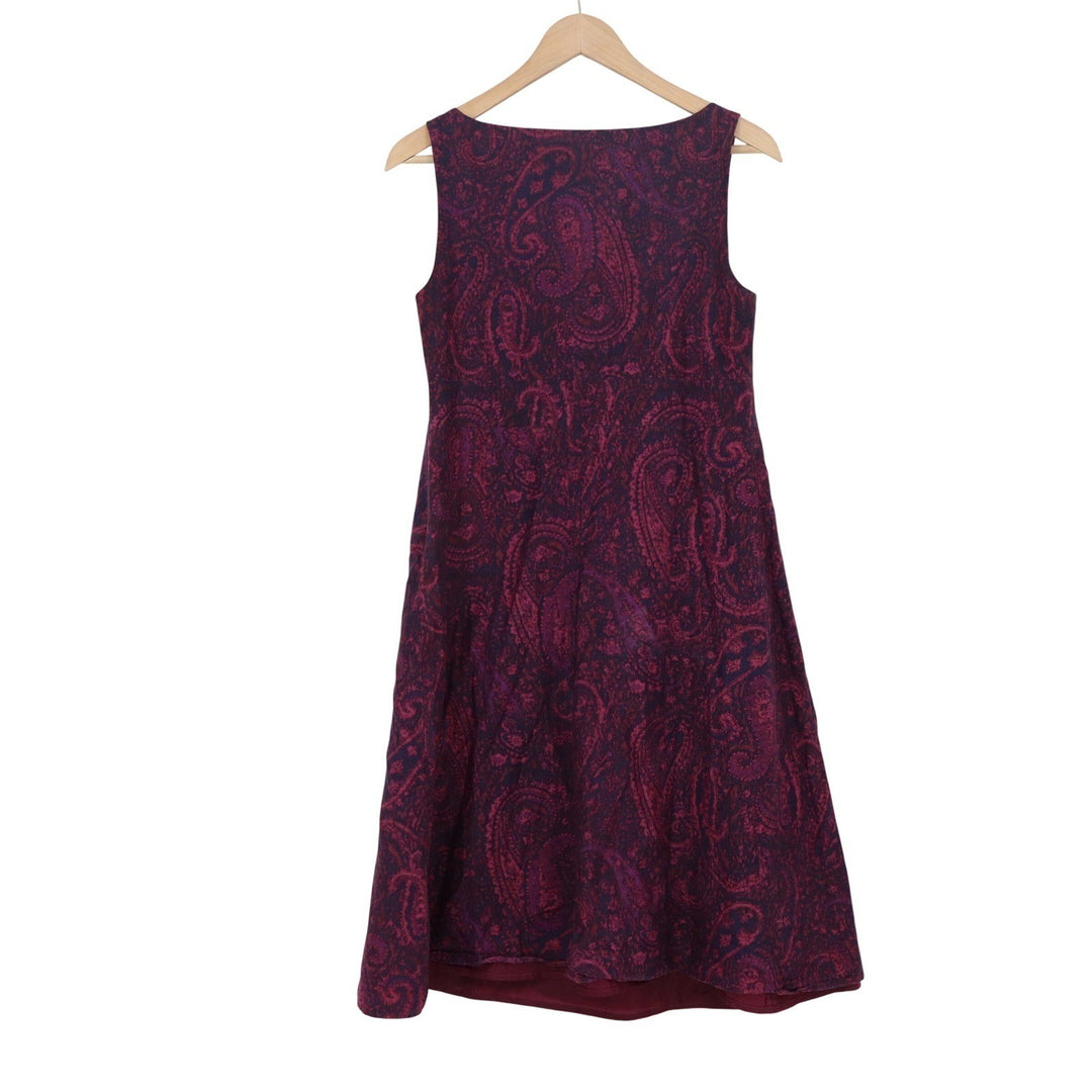 Lands End Womens Burgundy Purple Paisley Silk Blend Sleeveless A-Line Dress 6