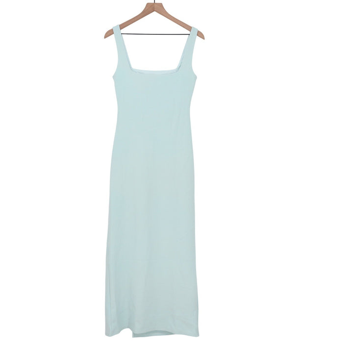 Showpo Tessa Light Blue Square Neck Ruched Side Bodycon Maxi Dress Size 6 NEW
