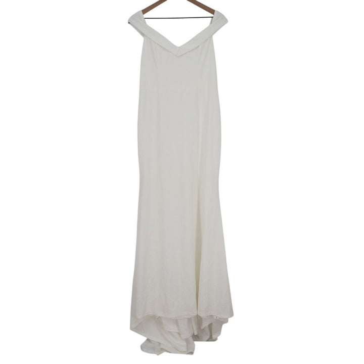 Lulus Arienne Dress Womens XL White Stretch Off-the-Shoulder Mermaid Back Zip