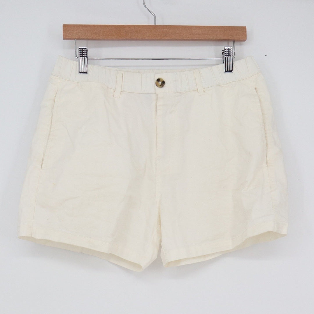 Maamgic Mens Chino Shorts Size 32 Off-White Cream Cotton Stretch Elastic Back