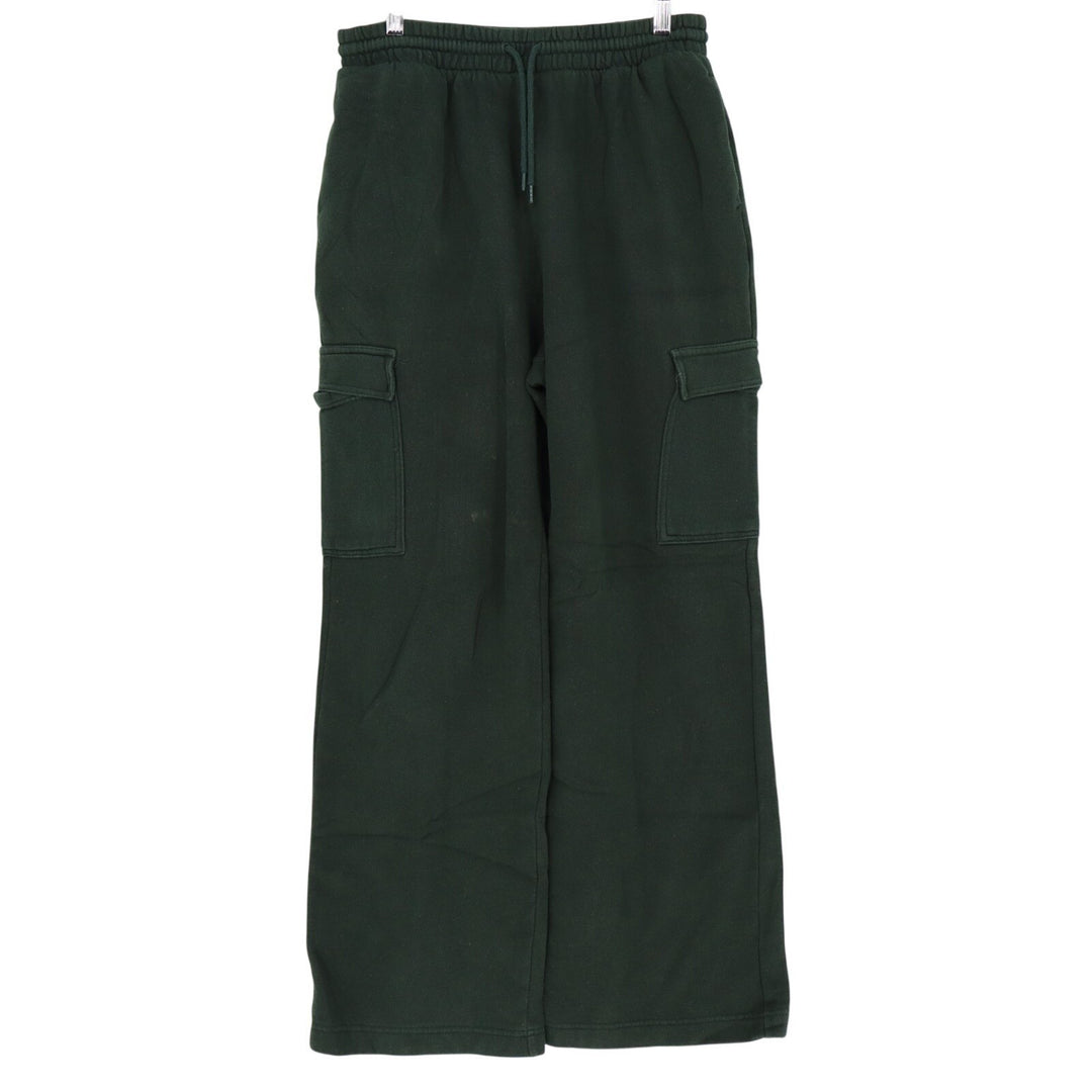 Old Navy Sweatpants Womens Medium Tall Olive Green Cotton Cargo Pockets Wide Leg
