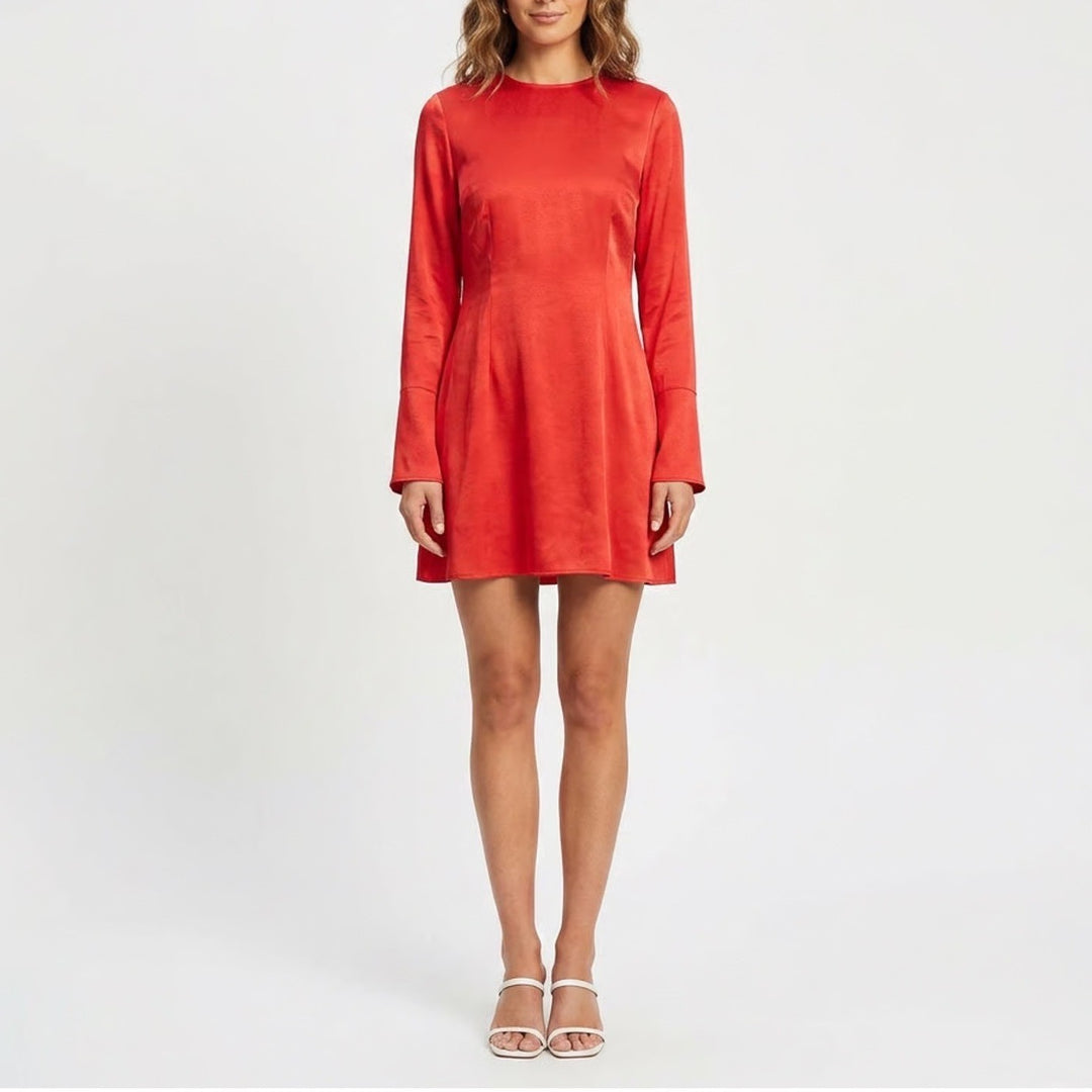Treasure & Bond x Something Navy Red Long Sleeve Mini Dress Size M