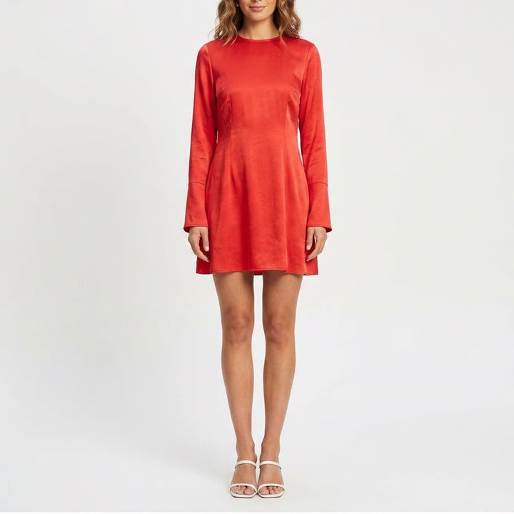 Treasure & Bond x Something Navy Red Long Sleeve Mini Dress Size M