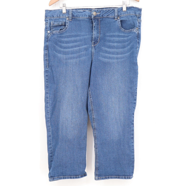 Avenue Denim Capri Jeans Women 18 Plus Medium Wash Blue Stretch Cropped