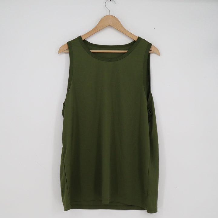 Mens Olive Green Performance Athletic Tank Top Sleeveless Shirt Size L