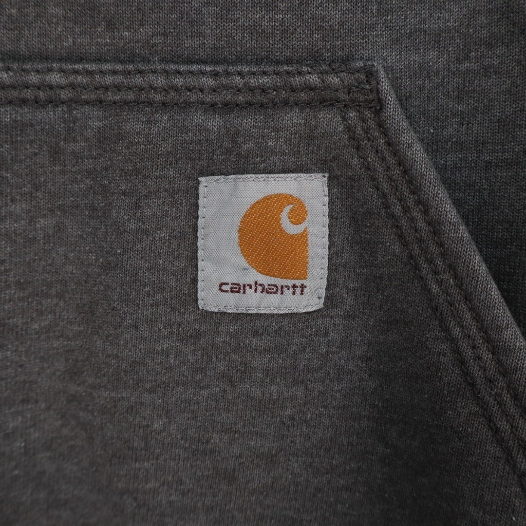 Carhartt Hoodie Mens Medium Charcoal Gray Cotton Fleece Lined Kangaroo Pocket