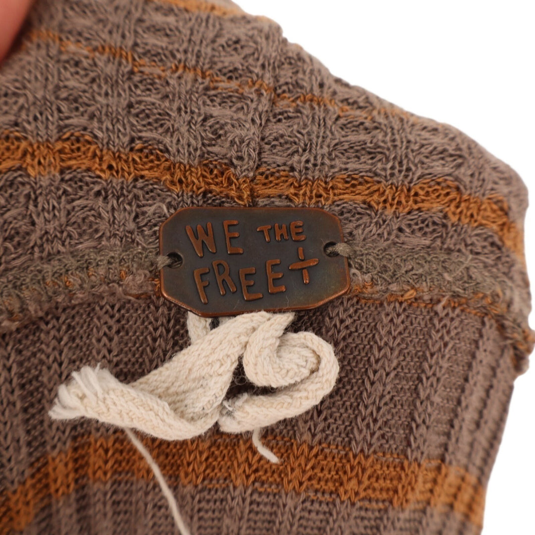Free People We The Free Wildcat Thermal Top Womens Brown Waffle Knit Cowl Neck