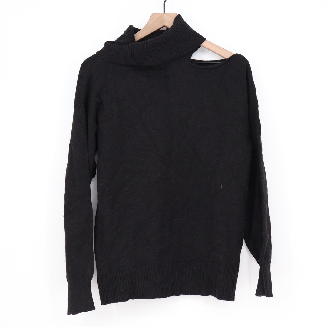 The Drop Womens Black Cutout Cold Shoulder Turtleneck Knit Sweater Size Medium