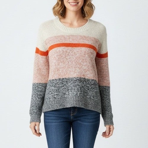 Lou & Grey for Loft Striped Colorblock Knit Sweater Size L