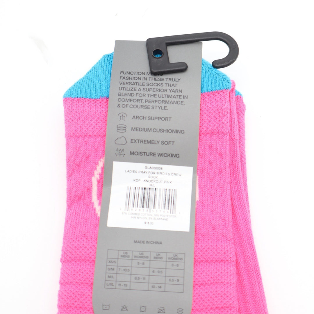G/FORE Ladies Pray For Birdies Crew Socks Knockout Pink Medium Large