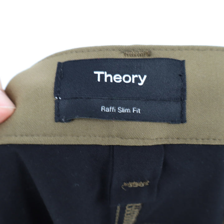 Theory Raffi Slim Fit Tech Ponte Pants Olive Green Mens Size 30