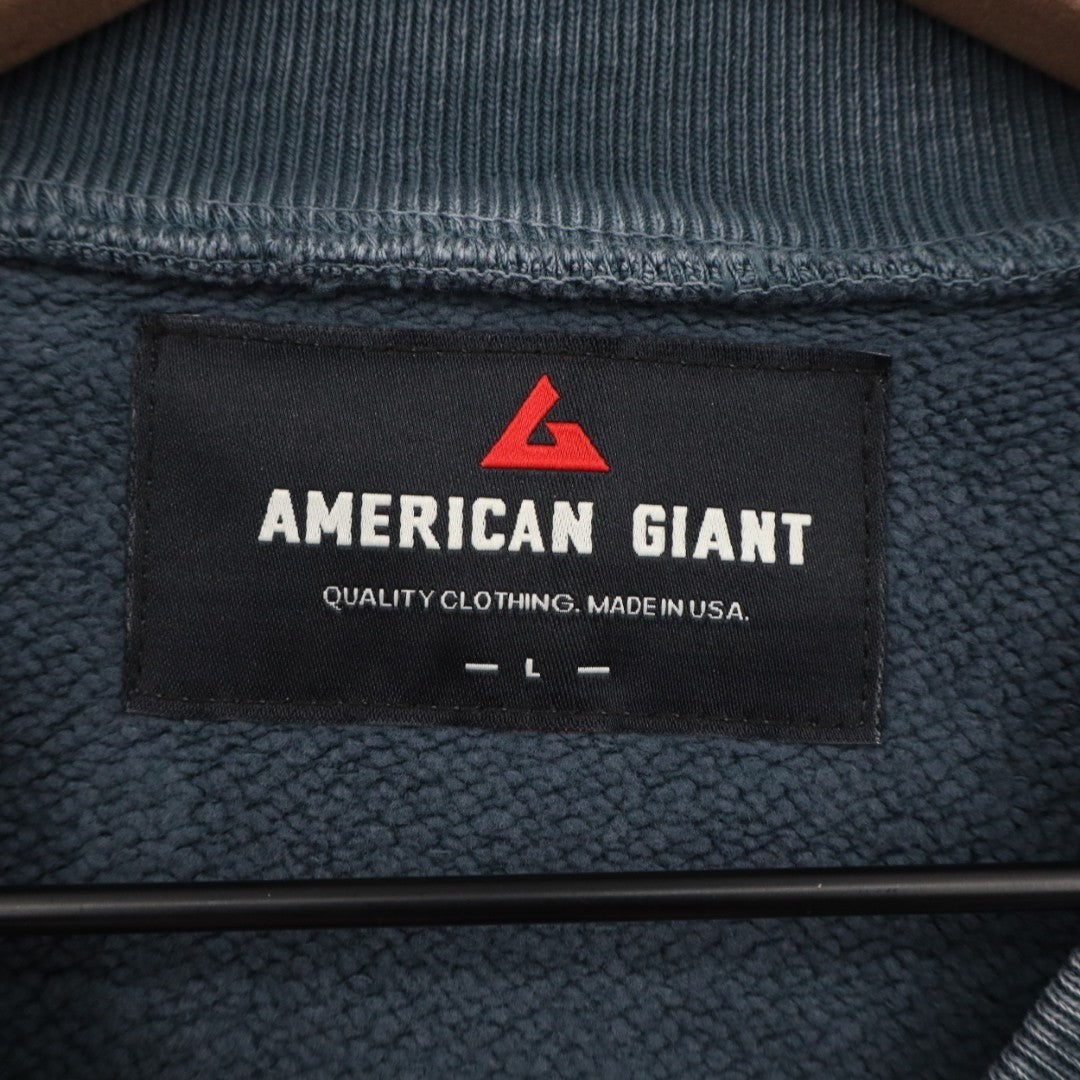 American Giant American Vintage Crew Sweatshirt Unisex Large Blue Fleece Lined