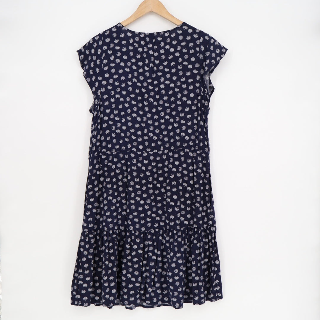 Gap Shift Dress Womens Medium Blue Printed V-Neck Pleated Sleeveless Pullover