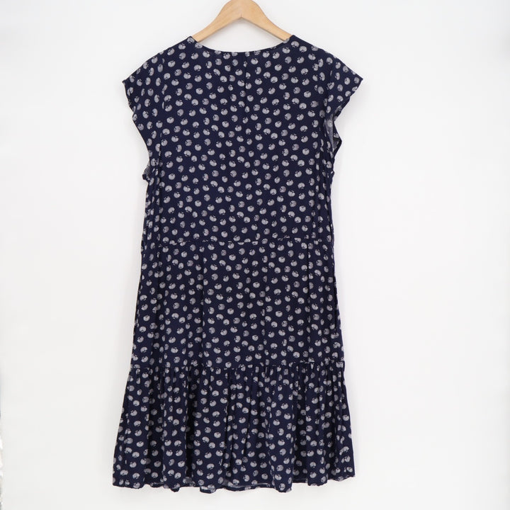 Gap Shift Dress Womens Medium Blue Printed V-Neck Pleated Sleeveless Pullover