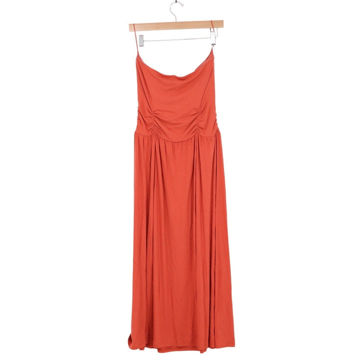 Old Navy SL Drop Waist Gingerspice Maxi Dress Cowl Neck Ruched Orange Medium