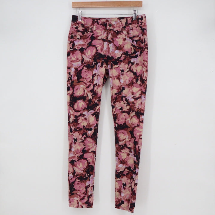 Simply Vera Vera Wang Pink Floral Abstract Skinny Jeans Size 2 Stretch Slim Fit