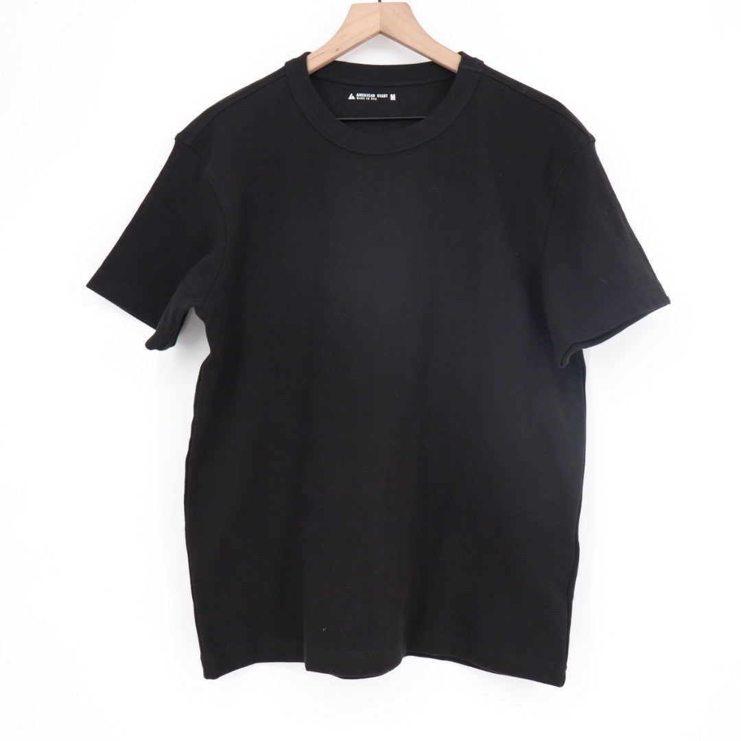 American Giant Mens Black Crew Neck T Shirt Size M Made in USA Cotton Blend