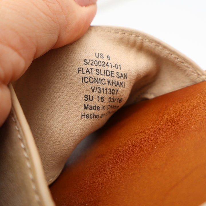 Gap Womens Flat Slide Sandals Iconic Khaki Brown Minimalist Slip On Size 6