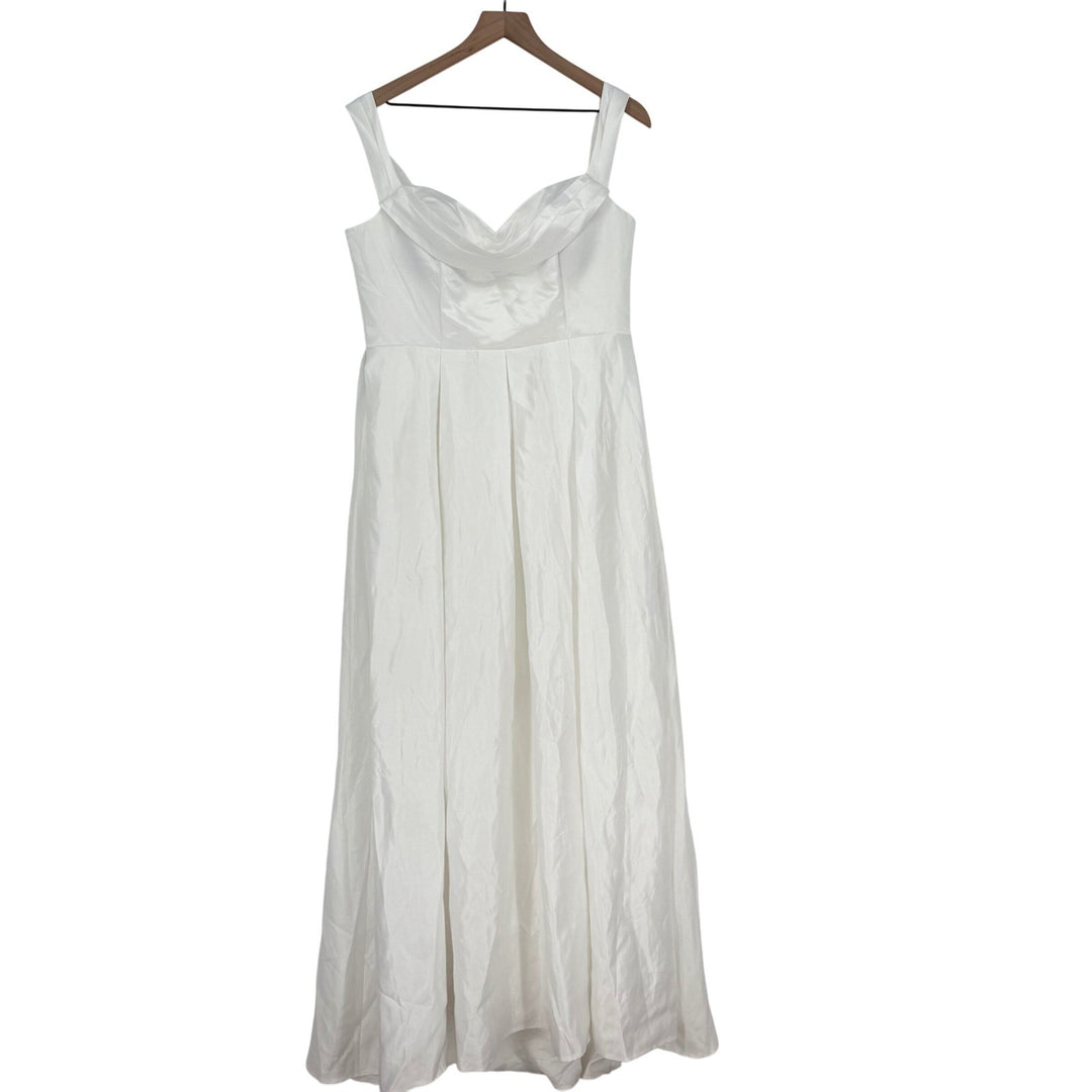Lulus Extraordinary Vow White Off-The-Shoulder Maxi Dress With Pockets Size XL