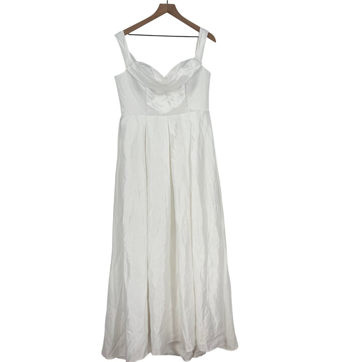 Lulus Extraordinary Vow White Off-The-Shoulder Maxi Dress With Pockets Size XL