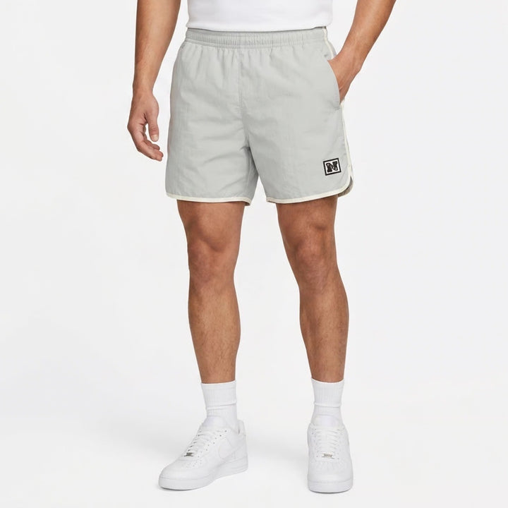 Nike Dri-FIT Nylon Running Shorts Mens Medium Grey Retro Block Logo 8877