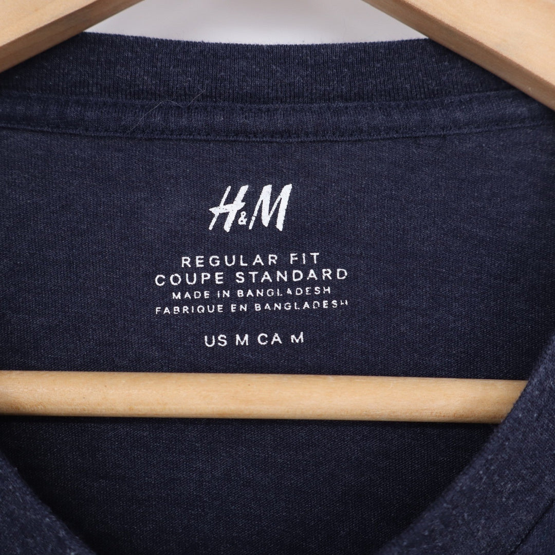 H&M Mens Regular Fit Long Sleeve Crew Neck T-Shirt Navy Blue Heather Size M