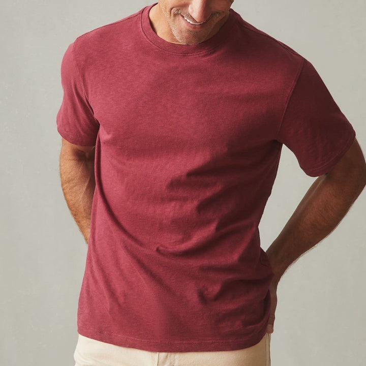 American Giant Premium Slub T-Shirt Men Medium Red Cotton Crew Neck Short Sleeve