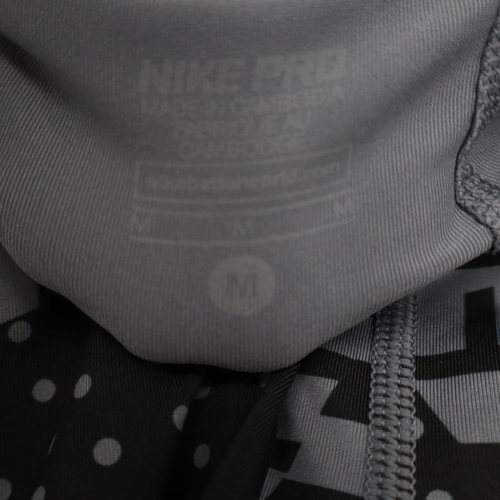Nike Pro Dri-FIT Grey Black Geometric Patchwork Cropped Leggings Womens Medium