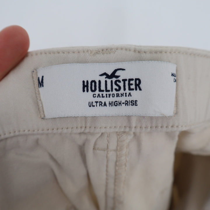 Hollister Ultra High-Rise Cargo Pants Cream Beige Straight Leg Raw Hem Medium