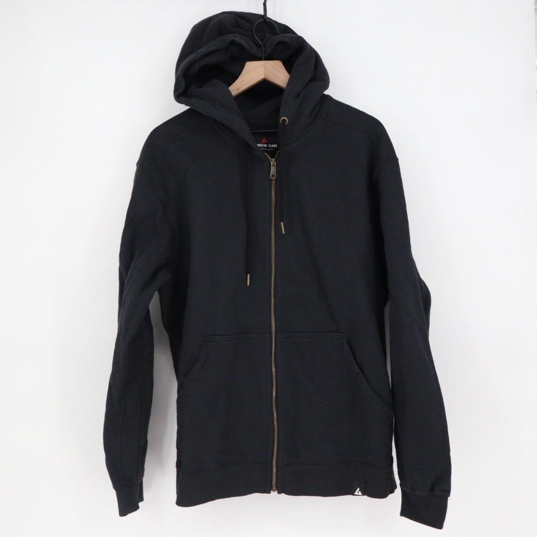 American Giant Mens Black Full Zip Hoodie Quality Clothing Made In USA Size L