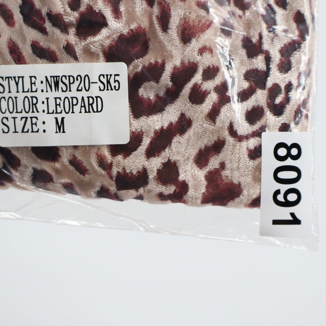 Naked Wardrobe Leopard Velvet Ruched Mini Skirt Draped Ruffle M