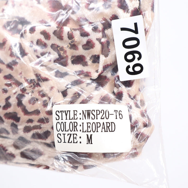 Naked Wardrobe The Statement Leopard Print Crop Top Long Sleeve M