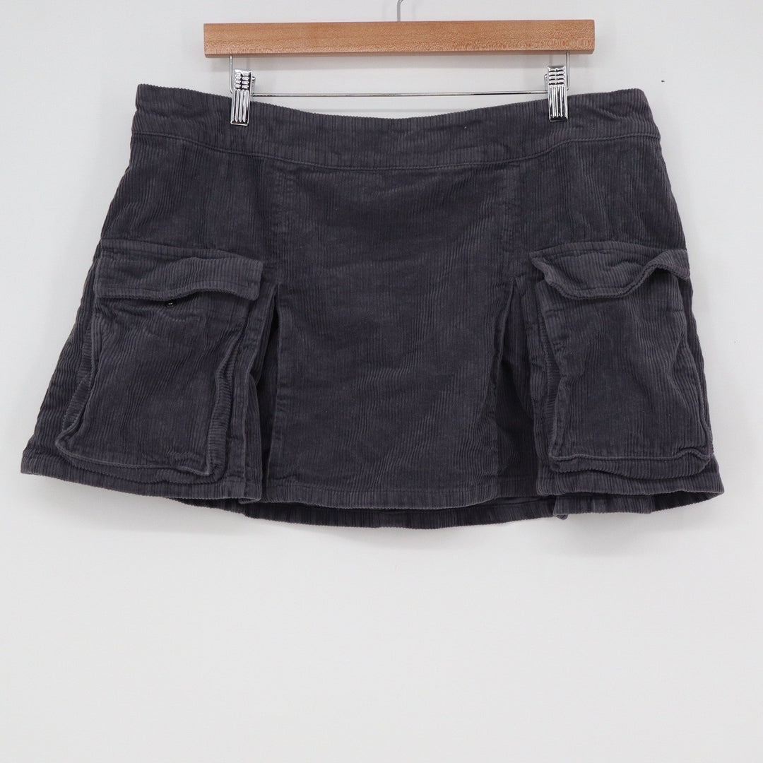 Wild Fable Gray Corduroy Cargo Mini Skirt XL 100% Cotton Back Zip Utility