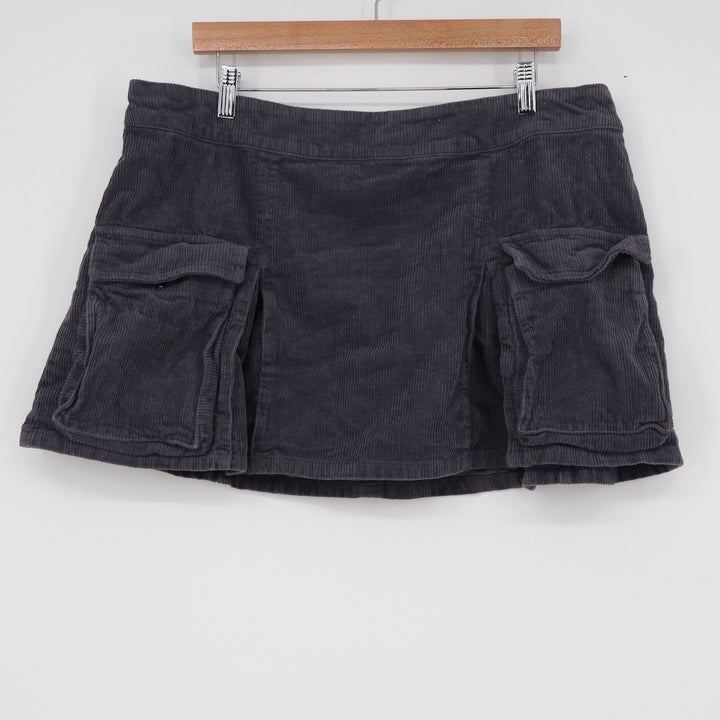 Wild Fable Gray Corduroy Cargo Mini Skirt XL 100% Cotton Back Zip Utility