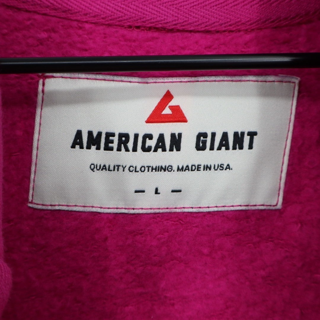 American Giant Classic Hoodie Womens Large Pink Black Split Seam Vault Full Zip