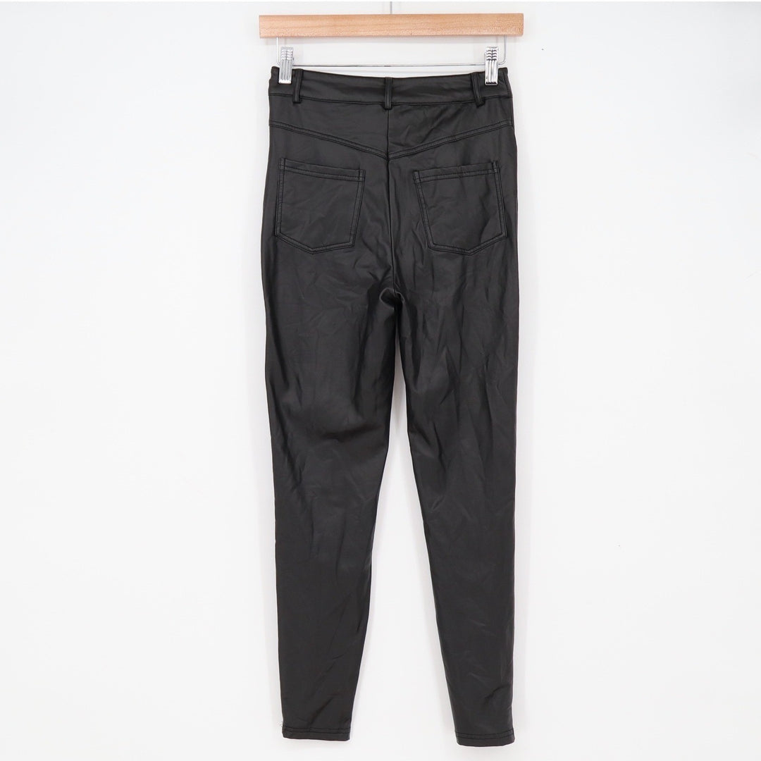 SHEIN Pants Women Petite XS Faux Leather Skinny Black Coated Stretch Excellent