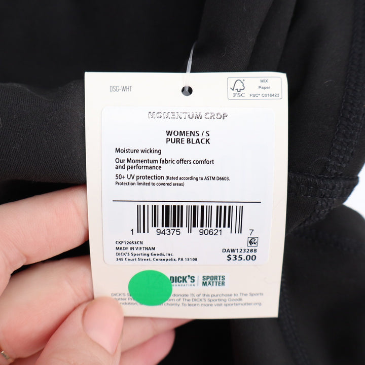 DSG Momentum Crop Womens Small Pure Black High Rise Leggings NEW