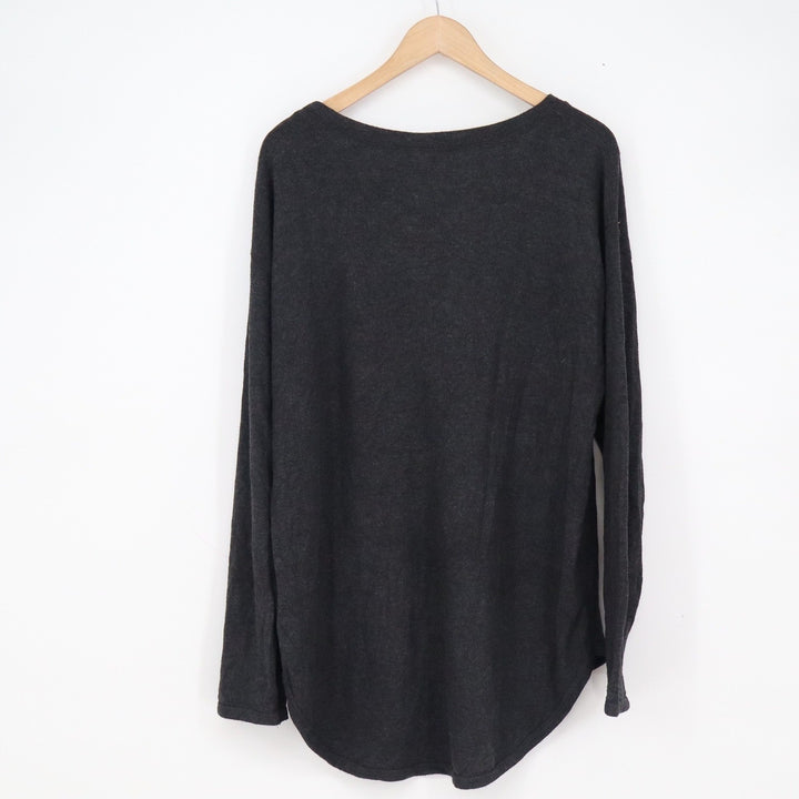 Felina Womens Long Sleeve Scoop Neck High Low Top Charcoal Gray XL