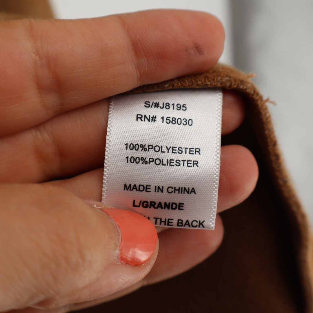 Love Tree Camel Brown Open Front Notched Lapel Car Coat J8195 Large