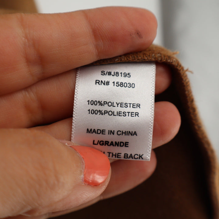 Love Tree Camel Brown Open Front Notched Lapel Car Coat J8195 Large