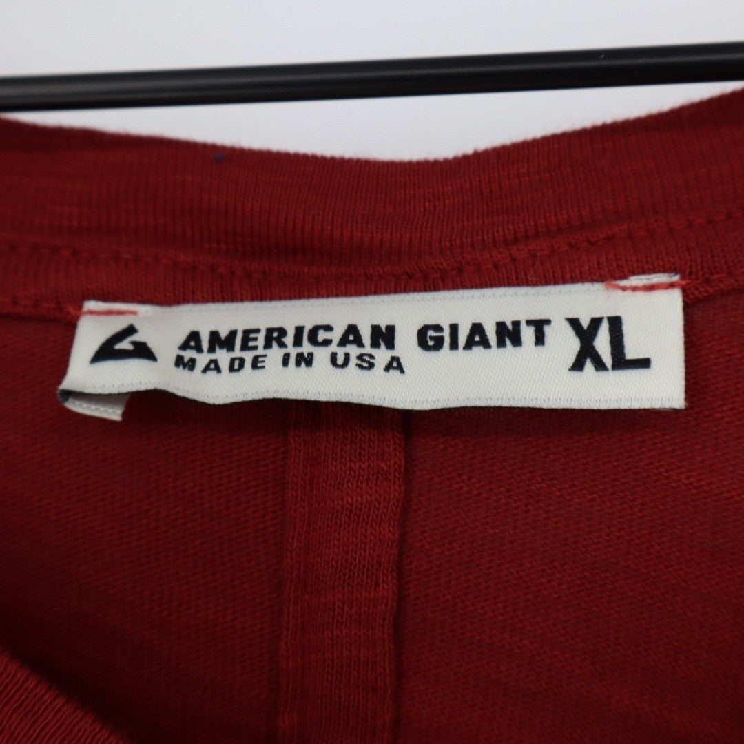 American Giant Premium Slub T-Shirt Womens XL Brown Cotton V-Neck Long Sleeve