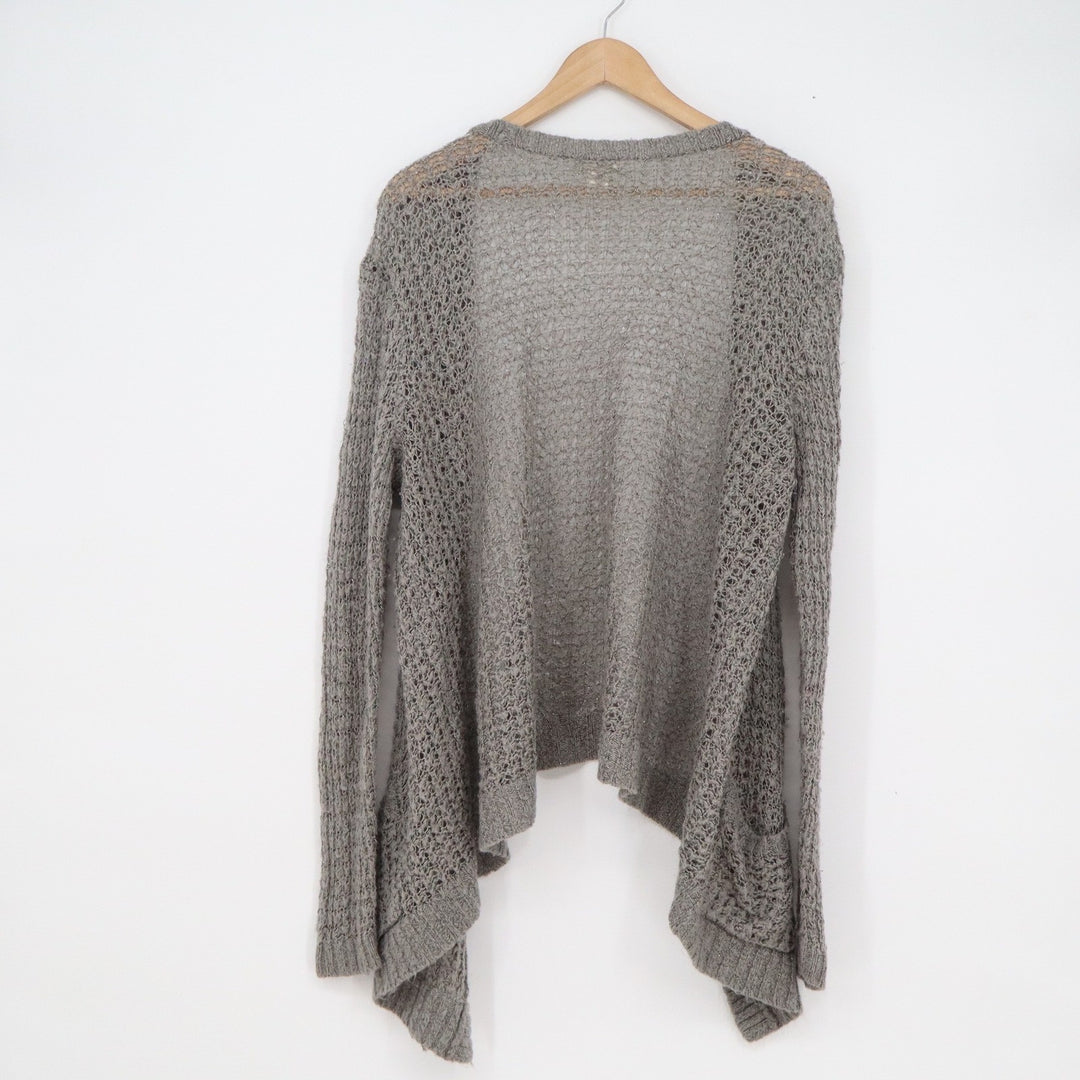 Mossimo Supply Co Gray Metallic Shimmer Open Front Crochet Knit Cardigan XL
