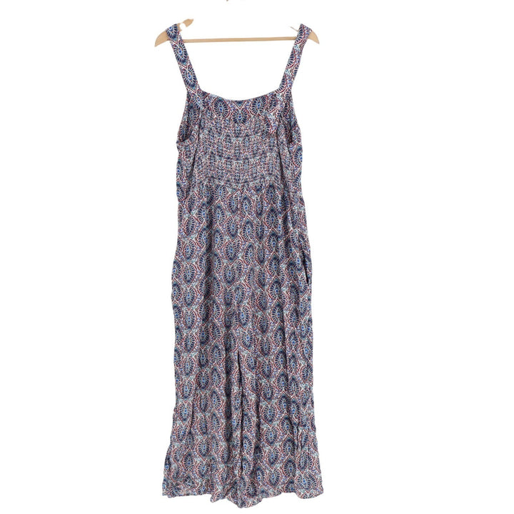 Scoop Jumpsuit Womens XL (16-18) Multi Fan Mosaic Smock Strap Side Pockets