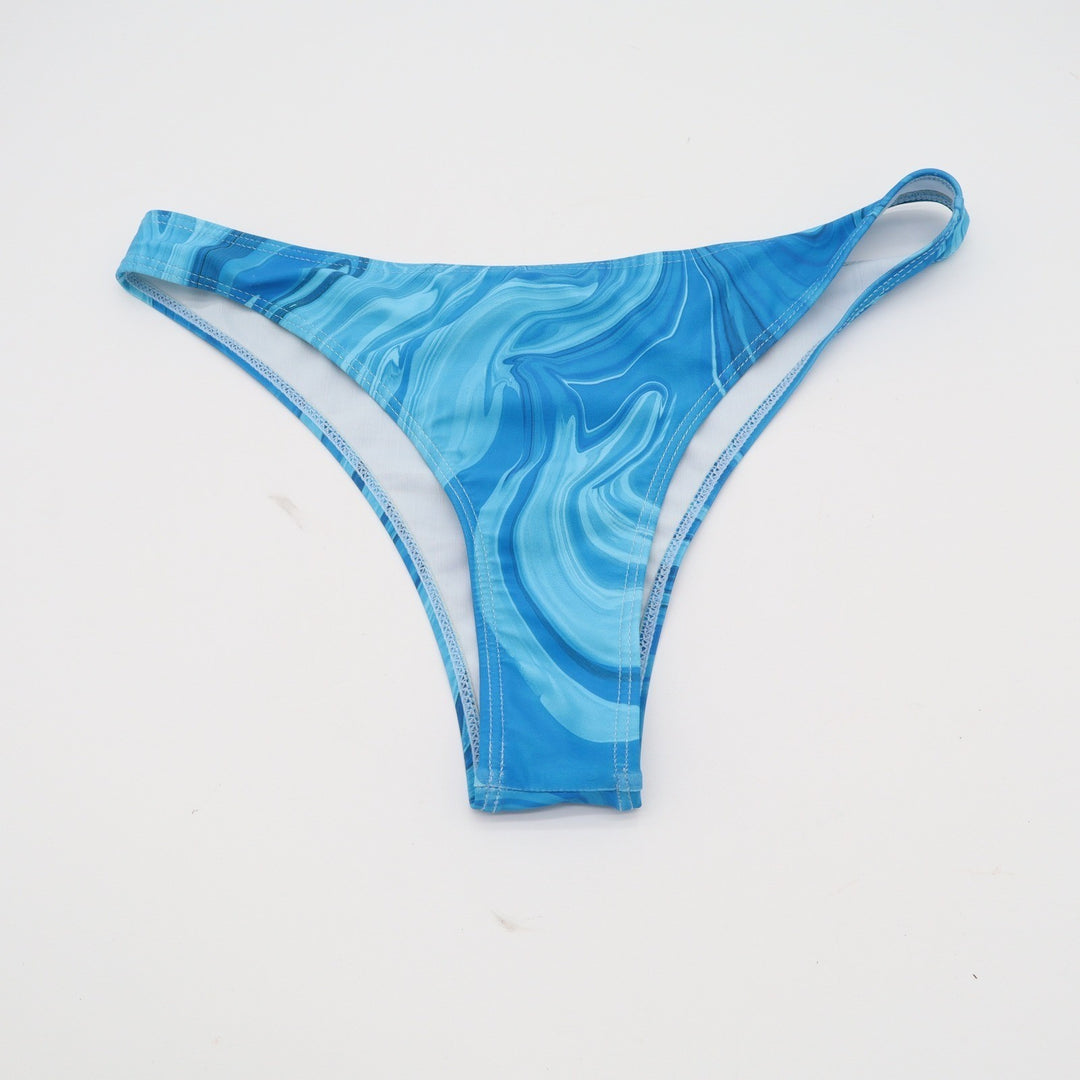 SHEIN Blue Marble Swirl High Cut Bikini Bottom Size M Cheeky Swimwear