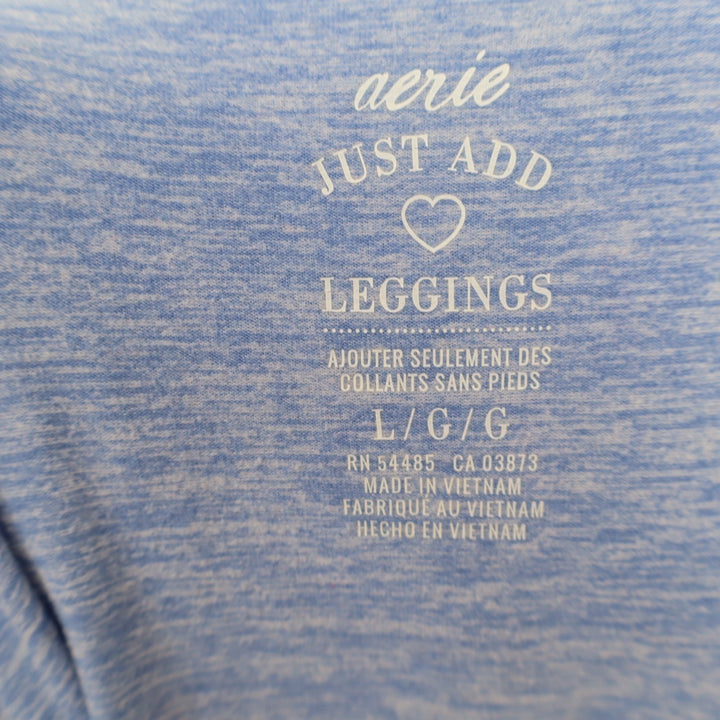 Aerie Just Add Leggings Tunic Top Womens Large Blue Space Dye Stretch Cowl Neck