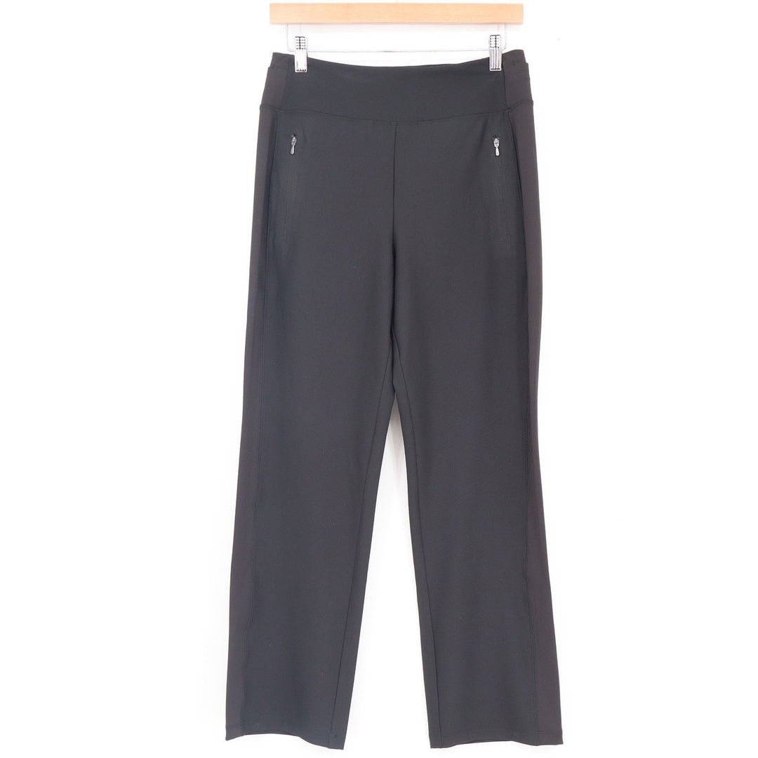 Athleta Fairway Golf Pant Black Straight Leg Zip Pockets Size 8