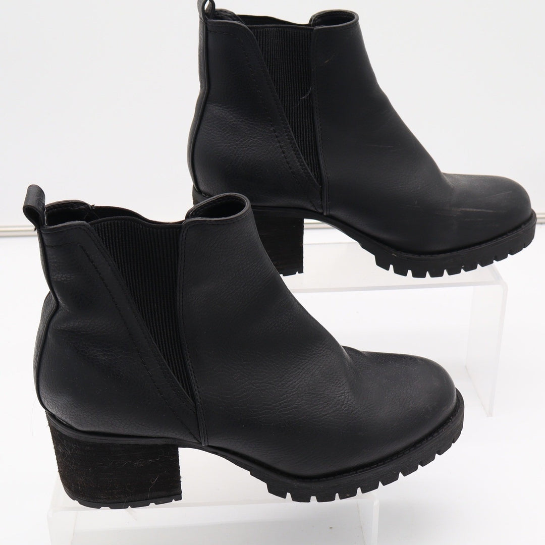 Steve Madden Jody Black Chelsea Lug Sole Block Heel Boots Womens Size 10