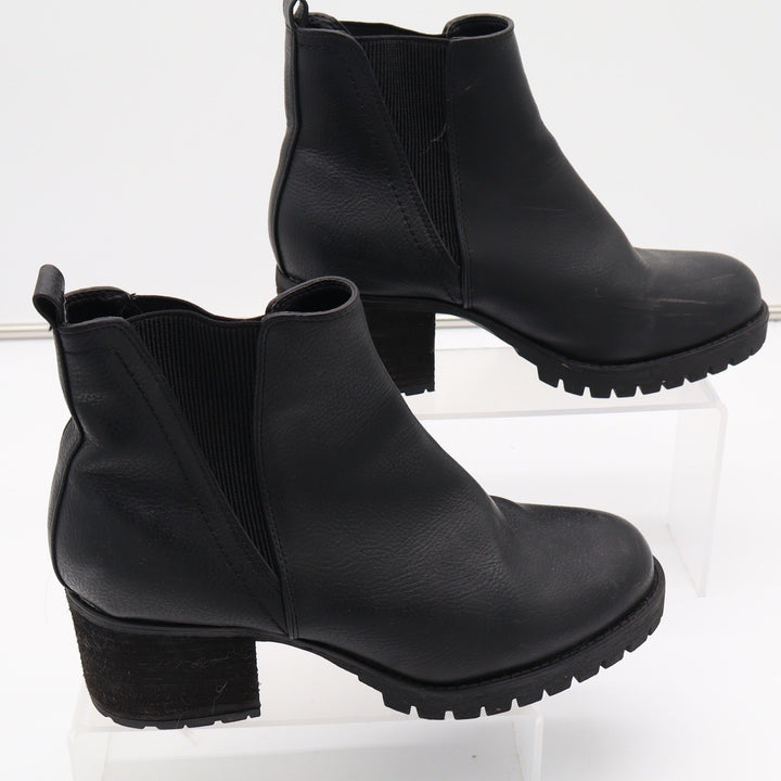 Steve Madden Jody Black Chelsea Lug Sole Block Heel Boots Womens Size 10