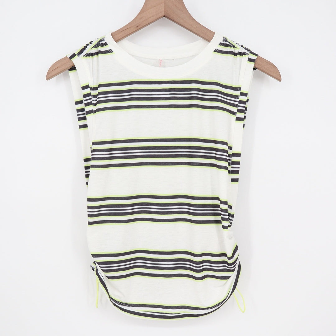 FP Movement Wave Stripe Muscle Tank Black Combo Neon Ruched Side Top Small
